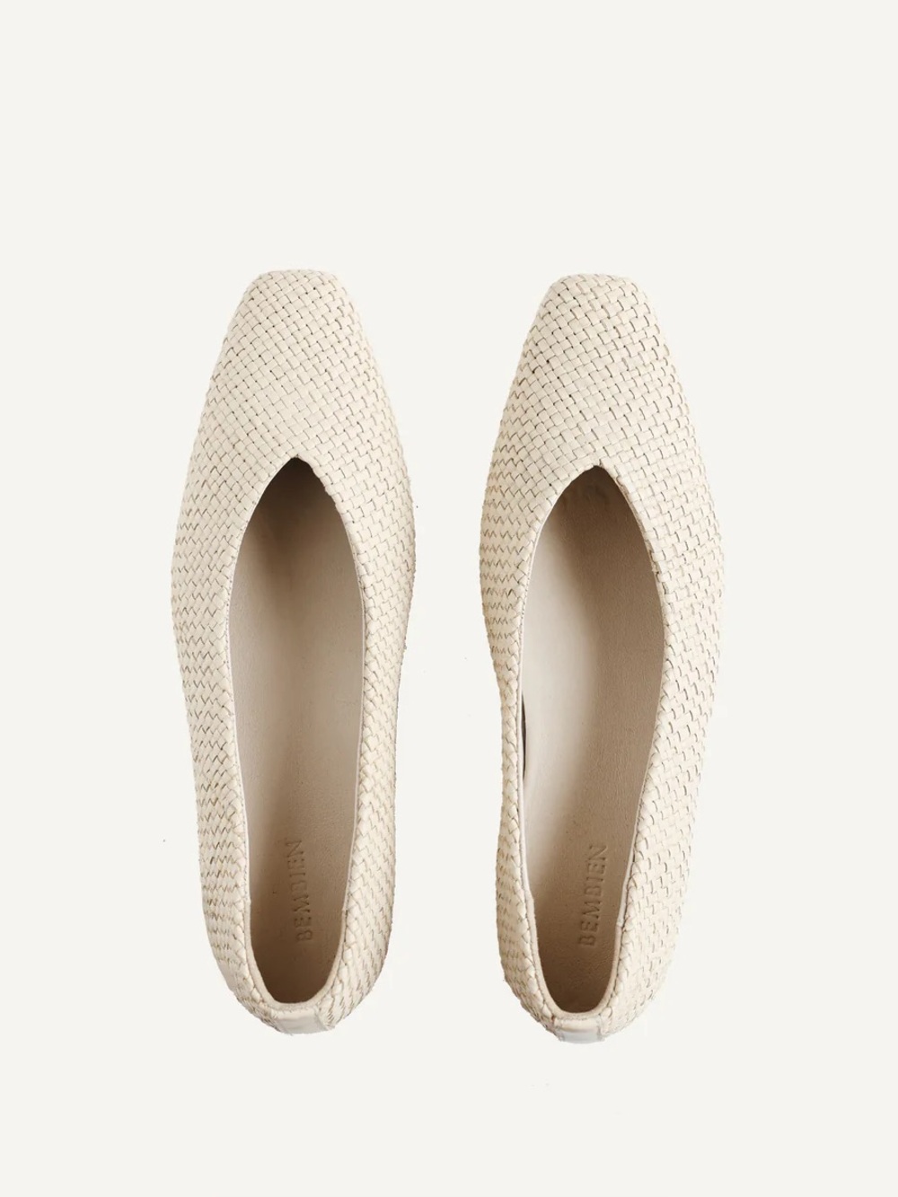 NEW Bembien Sabine Woven Leather Flat in Cream size EU38/US8
